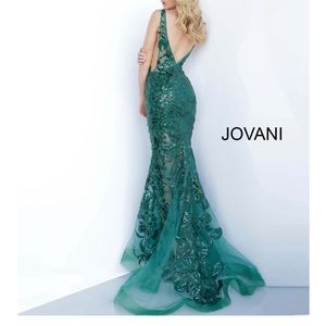 Jovani 60283 Sleeveless Dress in Forest Green